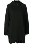 Mm6 Maison Margiela - Pleat Trim Hooded Dress - Women - Cotton/polyester/spandex/elastane - L, Black, Cotton/polyester/spandex/elastane