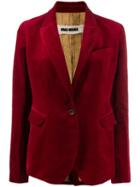 Uma Wang Velvet Slim-fit Blazer - Red