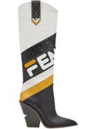 Fendi Fendimania Pointed Toe Cowboy Boots - Black