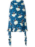 Marni Pirouette Print Asymmetric Skirt, Women's, Size: 42, Blue, Silk