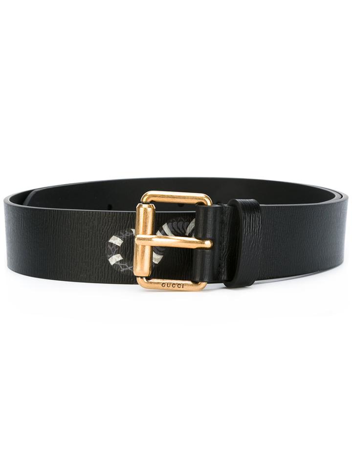 Gucci Kingsnake Belt, Men's, Size: 85, Black, Calf Leather