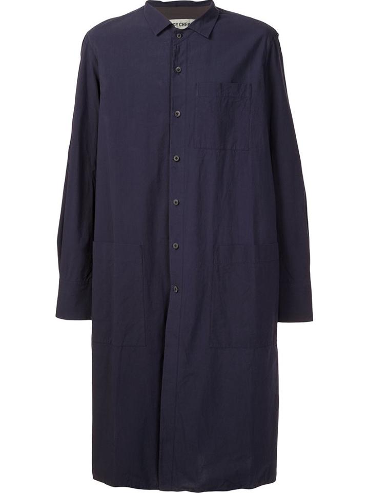 Ziggy Chen Long Shirt, Men's, Size: 48, Blue, Cotton