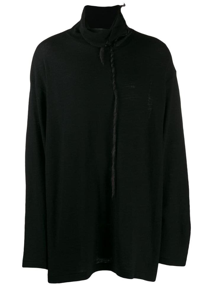 Yohji Yamamoto Roll Neck Sweatshirt With Plait Detail - Black