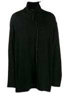 Yohji Yamamoto Roll Neck Sweatshirt With Plait Detail - Black