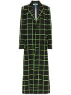 Off-white Checked Long Coat - Black