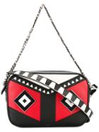 Les Petits Joueurs Lego Pins Shoulder Bag, Women's, Black, Calf Leather/lamb Skin/brass