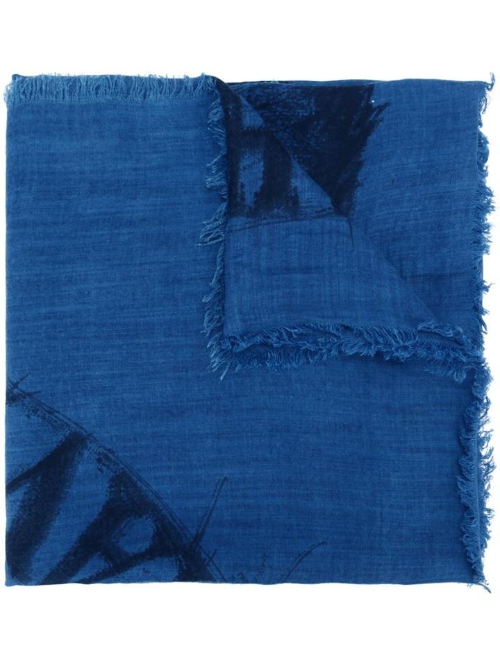 Diesel Head Print Scarf, Adult Unisex, Blue, Viscose