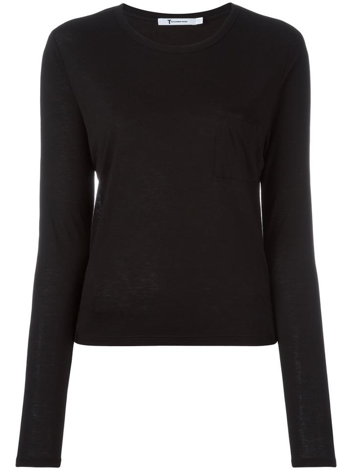 T By Alexander Wang Patch Pocket T-shirt, Women's, Size: Large, Black, Rayon