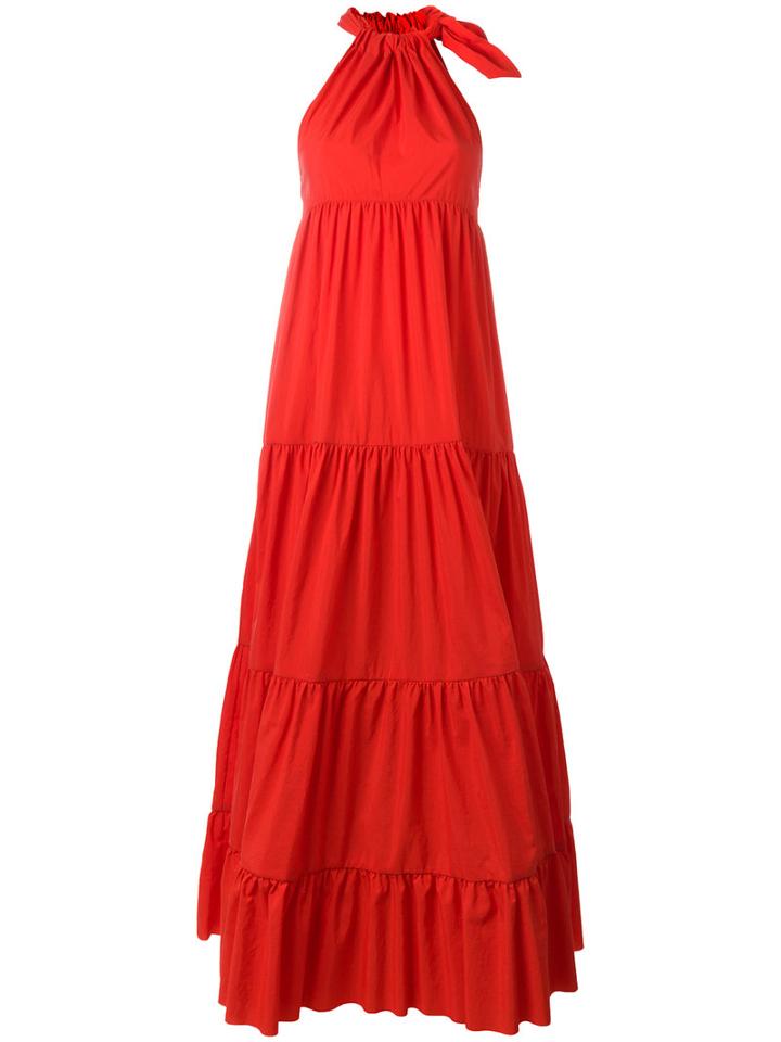 Marques'almeida Flared Maxi Dress, Women's, Size: 8, Red, Polyamide