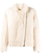 Yves Salomon Bike Shearling Jacket - Neutrals