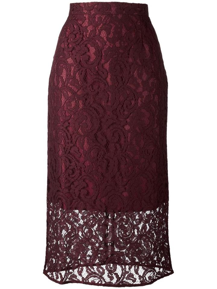 Gaelle Bonheur Floral Lace Midi Skirt, Women's, Size: 1, Pink/purple, Cotton/viscose/polyester