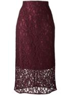 Gaelle Bonheur Floral Lace Midi Skirt, Women's, Size: 1, Pink/purple, Cotton/viscose/polyester