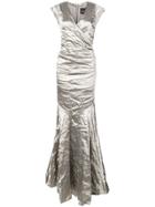 Nicole Miller Crumpled Effect Gown - Silver