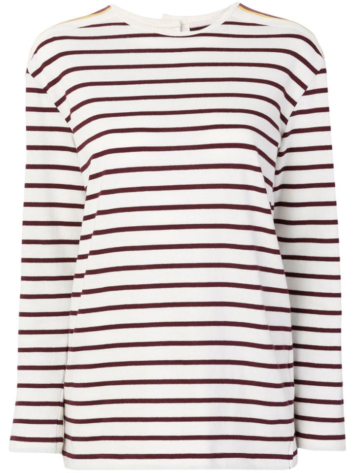Victoria Victoria Beckham Striped Button Back Top - White