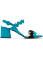 Prada Scalloped Open Toe Sandals - Blue
