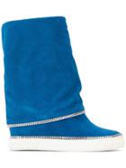 Casadei Chain Trimmed Wedge Boots - Blue