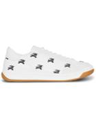 Burberry Embroidered Logo Leather Sneakers - White