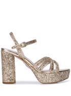 Miu Miu Glitter Platform Sandals - Gold