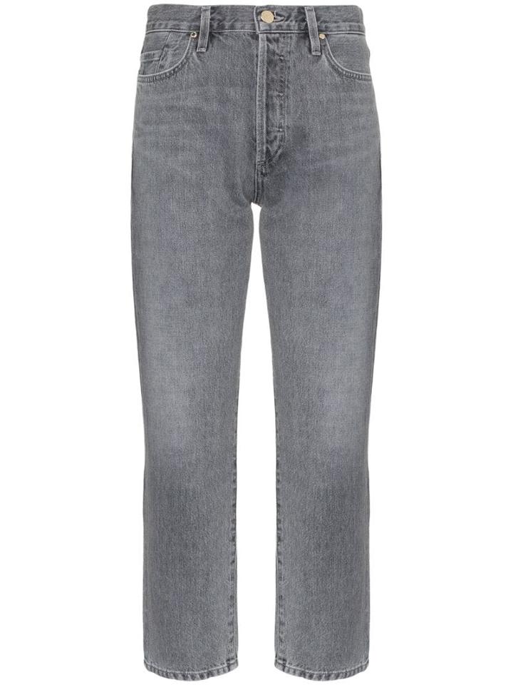 Goldsign Cropped Straight Leg Jeans - Grey