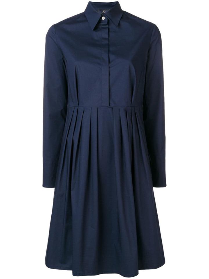 Fay Pleat Detail Dress - Blue