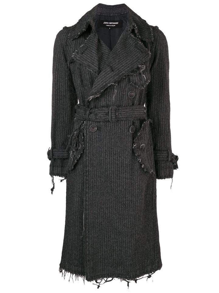 Junya Watanabe Comme Des Garçons Vintage Pinstripe Frayed Coat - Grey