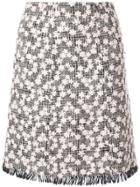 Giambattista Valli Floral Appliqué Tweed Midi Skirt - Black