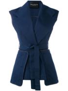 Erika Cavallini - Belted Vest - Women - Cotton - 44, Blue, Cotton