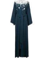 Oscar De La Renta Foliage Embellished Kimono Dress - Blue