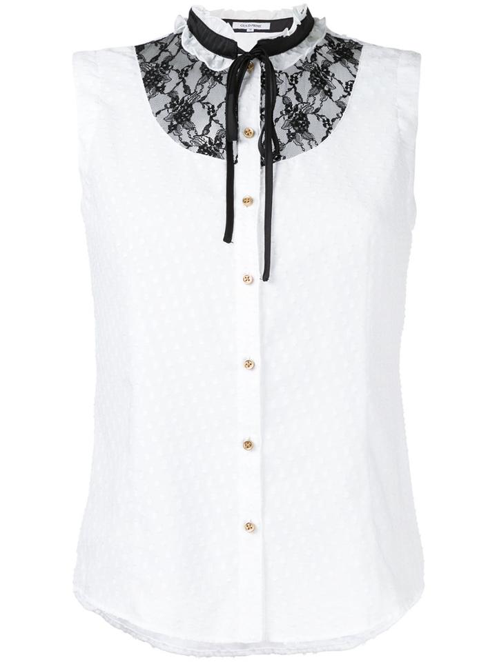 Guild Prime - Lace Panel Sleeveless Shirt - Women - Polyester - 36, White, Polyester