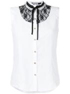 Guild Prime - Lace Panel Sleeveless Shirt - Women - Polyester - 36, White, Polyester