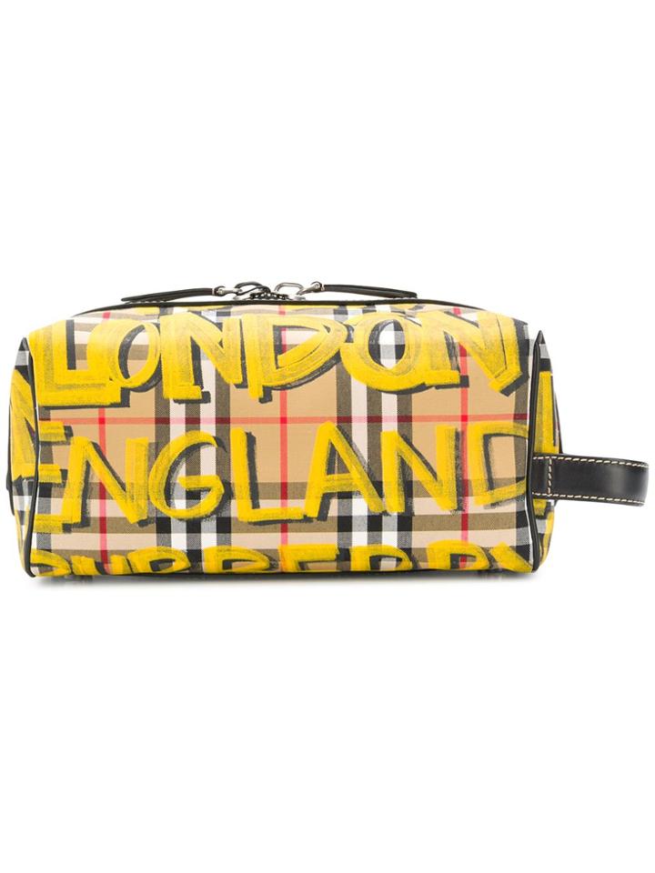 Burberry Printed Wash Bag - Yellow & Orange