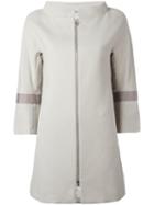Herno Three-quarters Sleeve Coat, Women's, Size: 48, Grey, Cotton/polyester/acetate
