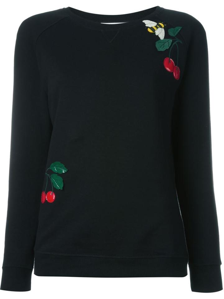 Red Valentino Cherry And Bee Appliqué Sweatshirt, Women's, Size: Xs, Black, Cotton