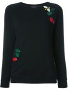 Red Valentino Cherry And Bee Appliqué Sweatshirt, Women's, Size: Xs, Black, Cotton