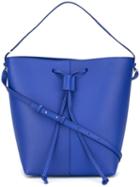 Pb 0110 Drawstring Shoulder Bag, Women's, Blue, Calf Leather