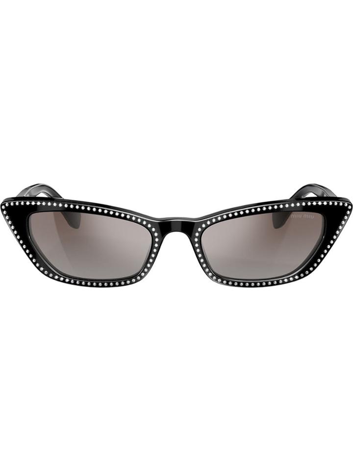 Miu Miu Eyewear Embellished Cat Eye Sunglasses - Black