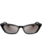 Miu Miu Eyewear Embellished Cat Eye Sunglasses - Black