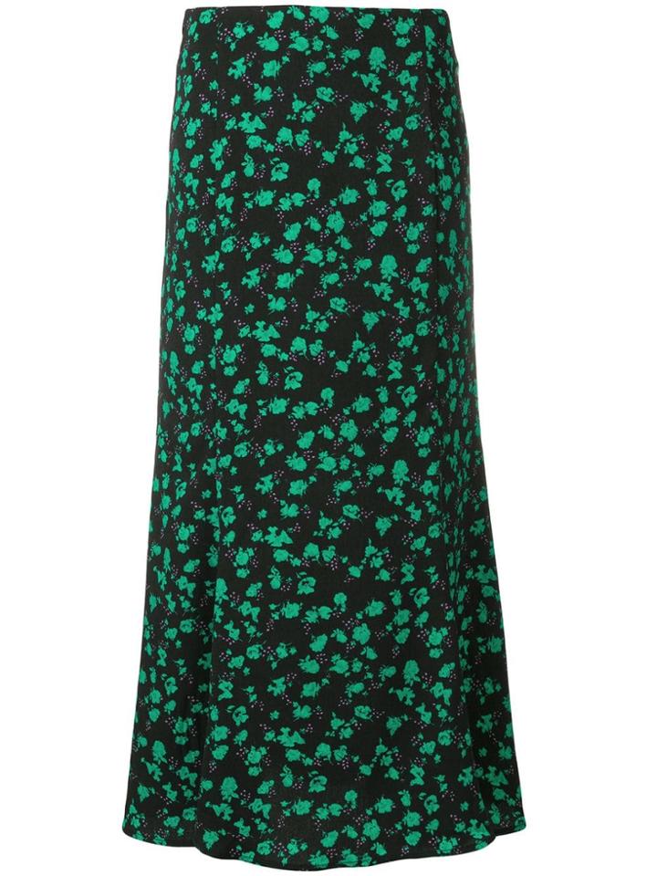 Jovonna Floral Pattern Long Skirt - Black