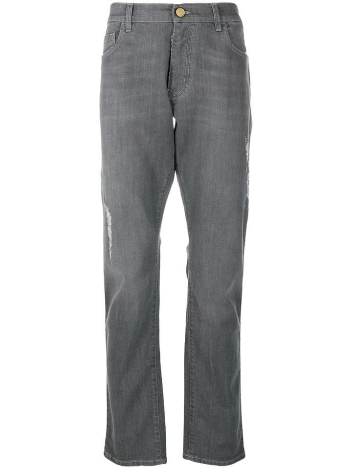 Billionaire Logo Plaque Straight-leg Jeans - Grey