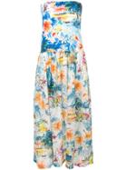 Blumarine Tropical Print Strapless Dress - Blue