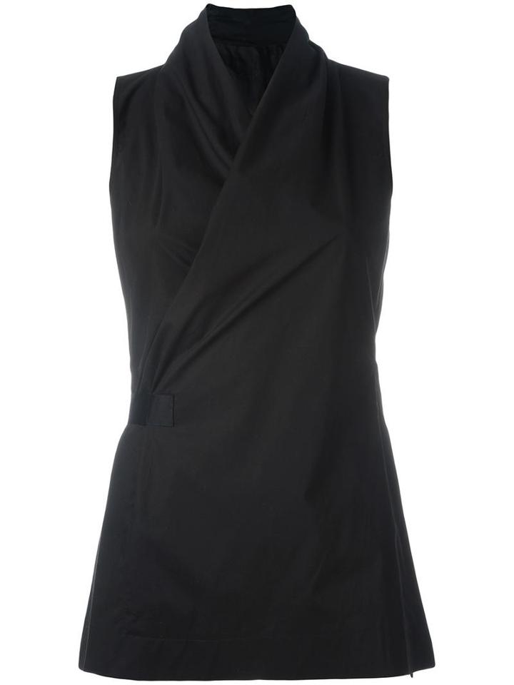 Rick Owens Wrap Vest Blouse, Women's, Size: 42, Black, Cotton/cupro