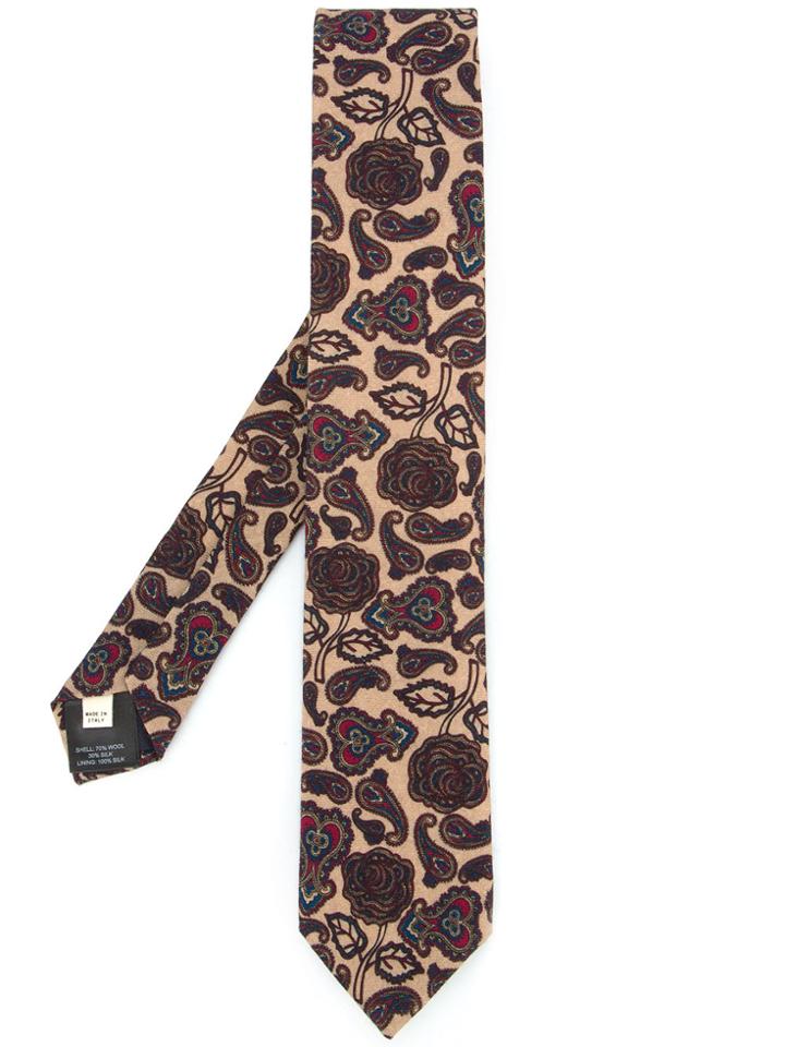 Kent & Curwen Paisley Print Tie - Brown