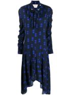 La Doublej Floral Print Asymmetric Dress - Blue