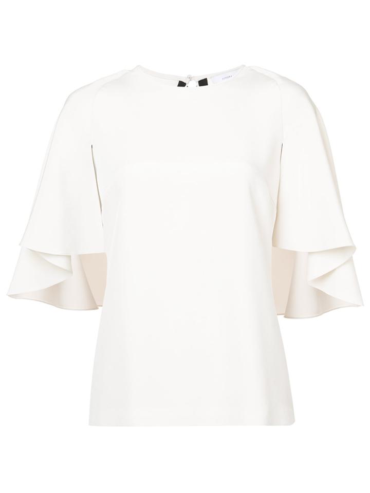 Kimora Lee Simmons Cape Top With Flutter Sleeves - Nude & Neutrals