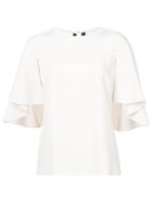 Kimora Lee Simmons Cape Top With Flutter Sleeves - Nude & Neutrals