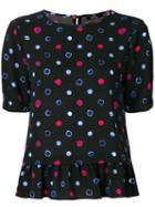 Ps Paul Smith Circle Pattern Frilled Blouse - Black