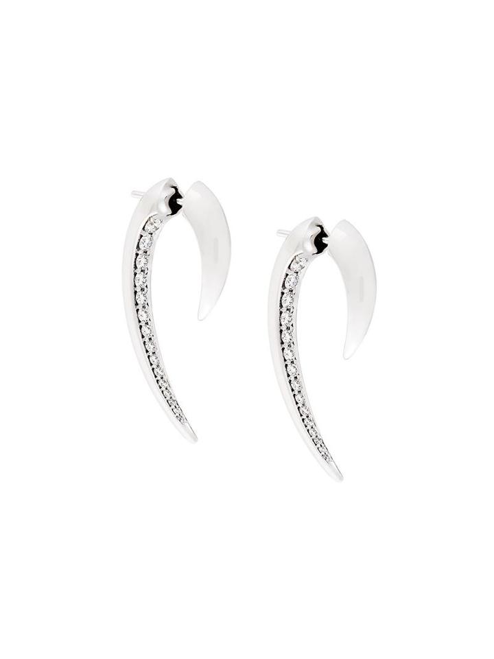 Shaun Leane Diamond Hook Tusk Earrings, Women's, Metallic