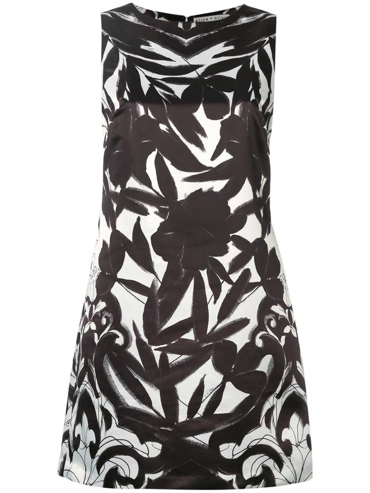 Alice+olivia - Floral Print Shift Dress - Women - Polyester/spandex/elastane - 4, Black, Polyester/spandex/elastane