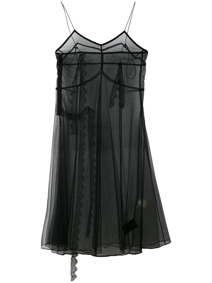 Quetsche - Sheer Shift Midi Dress - Women - Polyester - 38, Women's, Black, Polyester