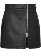 Burberry Zip-up Pocketed Mini Leather Skirt - Black